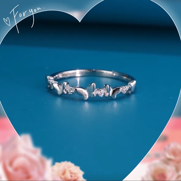 💝925 sterling silver butterfly dainty wedding band sister friendship ring gift - Picture 4 of 8
